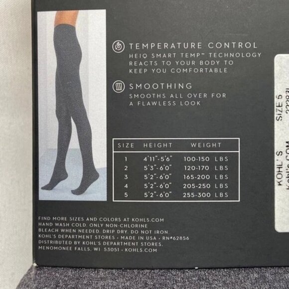 Simply Vera Wang Control Top Tights Sz 5 Grey Heather Super Opaque Smoothing NWT - Picture 5 of 6
